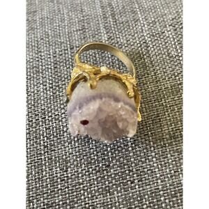 Amethyst Gemstone Fashion Goldtone Unbranded Size 4 Festival Boho Gorpcore Ring